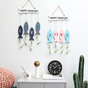 

Home Decor Creative Handmade Wooden Fish Hanging Decoration Welcome Card Wall Door Crafts Ornaments