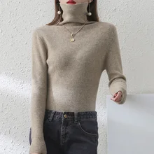

Worsted Slim Women Tops Knit Wool Sweater Turtleneck Stretch Pullover Inside Bottoming Shirt Spring Autumn New Women's Clothing