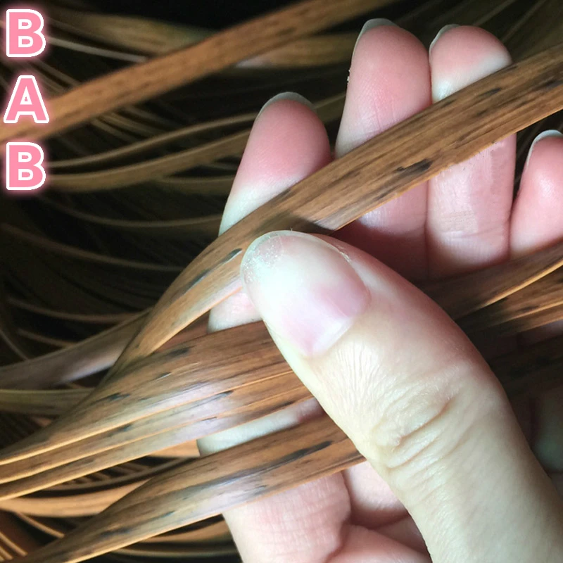 Wood grain color/brown printing Gradient flat synthetic PE rattan weaving material plastic rattan for knit and repair chair ect