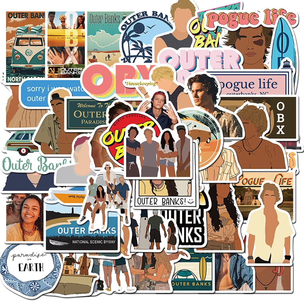 

50PCS Outer Banks Stickers DIY Car Motorcycle Travel Luggage Phone Guitar Skateboard Cool Graffiti Stickers Decal for Kid Gift