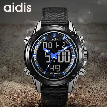 

Men Watch ADDIES Brand Fashion Sports Quartz Watches Mens Nylon Waterproof LED Chronograph Clock Business Relogio Masculino