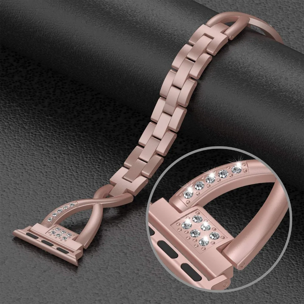 Ремешок Алмазный для Apple Watch band 38 мм 42 40/44 браслет из нержавеющей стали iWatch 5 6 SE