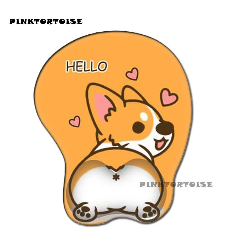 

PINKTORTOISE Anime animal Cute corg dog mousepad 3d chest Soft Silicon 3D Pad anime Ergonomic mat Gaming MousePad