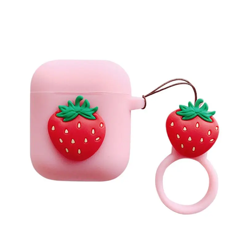 Защитный чехол с милым фруктовым узором для наушников AirPods - Цвет: Strawberry