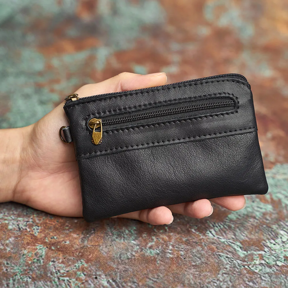 Nasva Echt leder Herren Reiß verschluss Brieftasche Natur leder Mini Brieftasche Karten halter Herren Brieftasche Clutch Brieftasche – Detail 10