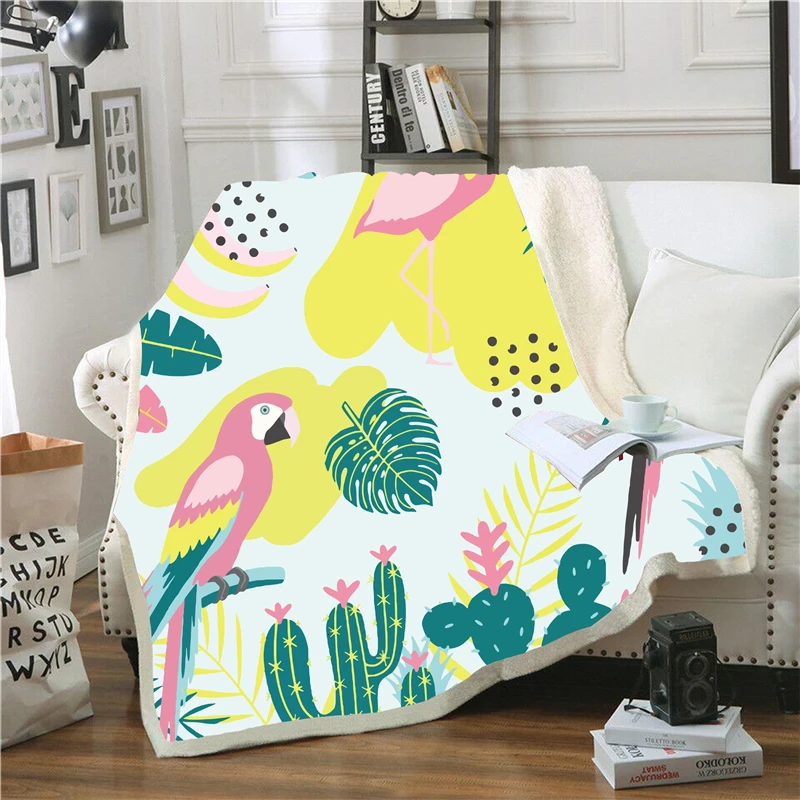 

Flamingo Phoenicopteridae Printed Square Blanket For Beds Velvet Warm Sofa Camping Soft Blanket Fleece Blankets And Throws