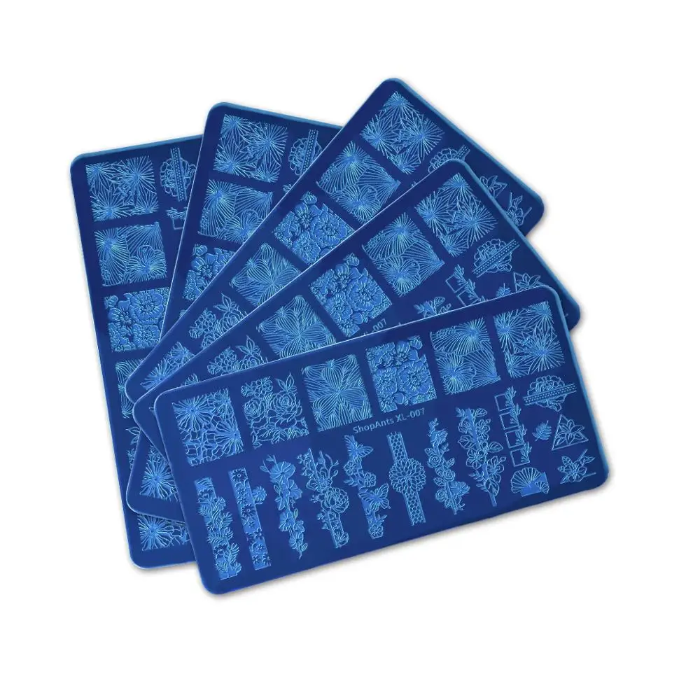 Shomants 6*12 см геометрические пластины для штамповки ногтей прямоугольные Цветочные листья дизайн изображения дизайн ногтей штамп трафареты маникюрные Шаблоны