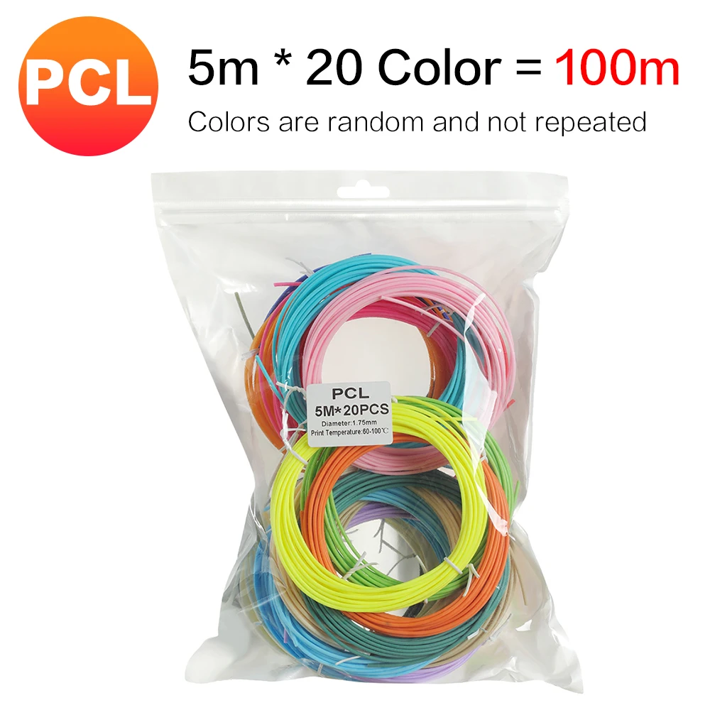 XCR 3D Pen Filament PLA/PCL 10/20/30 Rolls 5M Diameter 50M 100M 150M 3D Printing Plastic Materials 1.75mm for 3D Printer Pen motor stepper printer