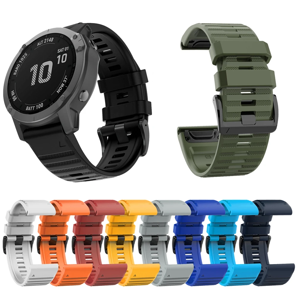 Силиконовый ремешок для часов Garmin Fenix6X / Fenix5X FeniX3 HR Quaitx3 Tactix Bravo браслет умных