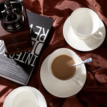 

Bone China Multi-style European Dining Cup Simple Ceramic Coffee Cup Saucer With Pattern Set With Spoon