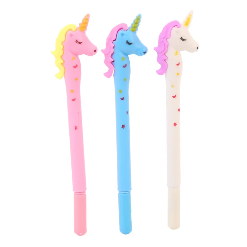 2pc Cartoon Printing Unicorn Gel Pen Kawaii Learning Stationery Creative Writing Black Signature Marker Office School Supplies