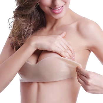 

Women Silicone Push Up Bras Dress Wedding Party Sticky Self Invisible Bra Self Adhesive Strapless Blackless Solid Bra Dropshipin