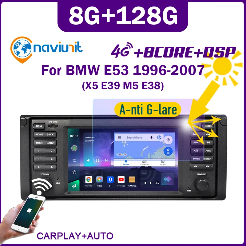 Автомагнитола 2 din android 10 стерео экран для BMW X5 E53 5 Series E39 M5 1996-2007 Carplay мультимедийные
