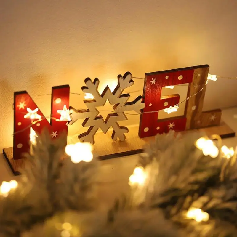 Деревянные отдельно стоящие буквы знак Санта Клаус Снеговик снежинки вечерние рождественские украшения для домашнего стола Рождественский стол подарок