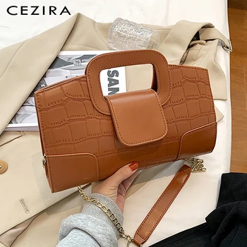 

CEZIR Luxury PU Leather Women PU Leather Handbag Fashion Stone Pattern Top-handle Bags Female Chain Shoulder Crossbody bag Purse