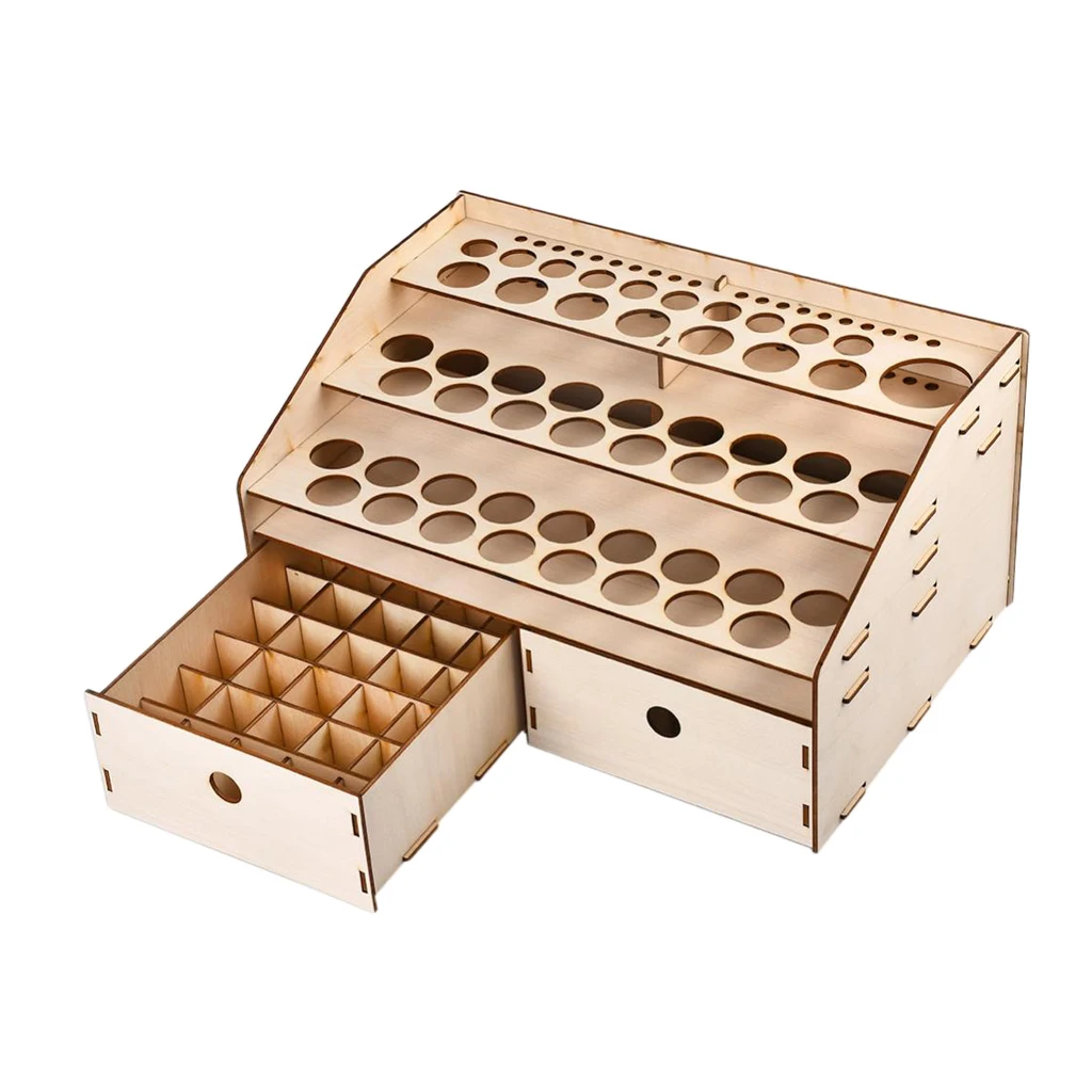 Natural Wooden Paint Rack Stand Pigment Ink Bottle Paints Tool Storage Cabinet Holder Organizer for Multi Bottles of Paints 5