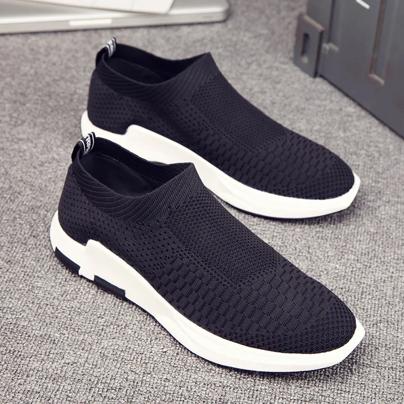 

2019 Men Sports Footwear Korean-style Running MEN'S Shoes Trend Socks Shoes Breathable Flying Woven Shoes