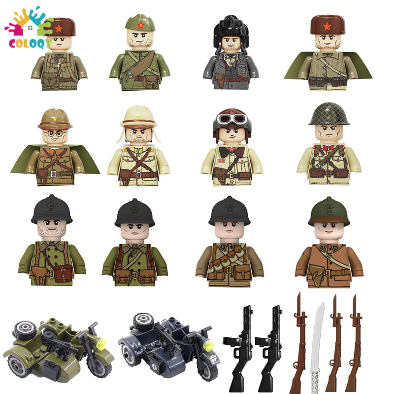 Детские игрушки 2 мировая война военные фигурки строительные блоки 4-сторонняя
