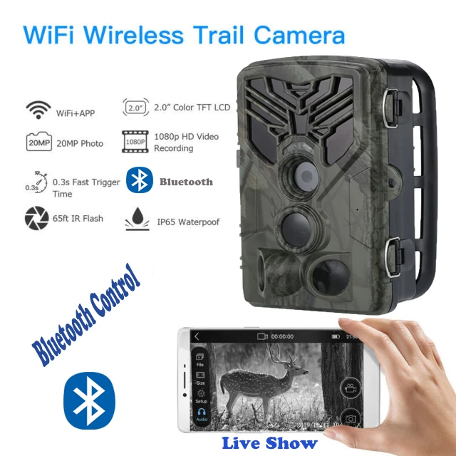 Cámara de rastreo Wifi con Control por Bluetooth, videocámara de caza  Wifi830, 20MP, 1080P, visión nocturna, aplicación de Vida Silvestre,  trampas para fotos, vigilancia - AliExpress