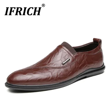 

Spring New Loafers Shoes For Men Black Flats Mens Casual Shoes Comfortable Leather Drive Shoes Mens Anti-Slip Slip On Sneakers