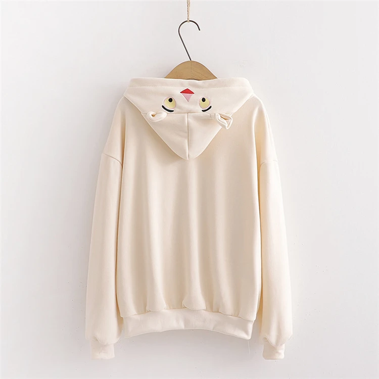Merry Pretty женские толстовки с вышитыми буквами толстовки с ушками на капюшоне зимние теплые бархатные пуловеры с капюшоном