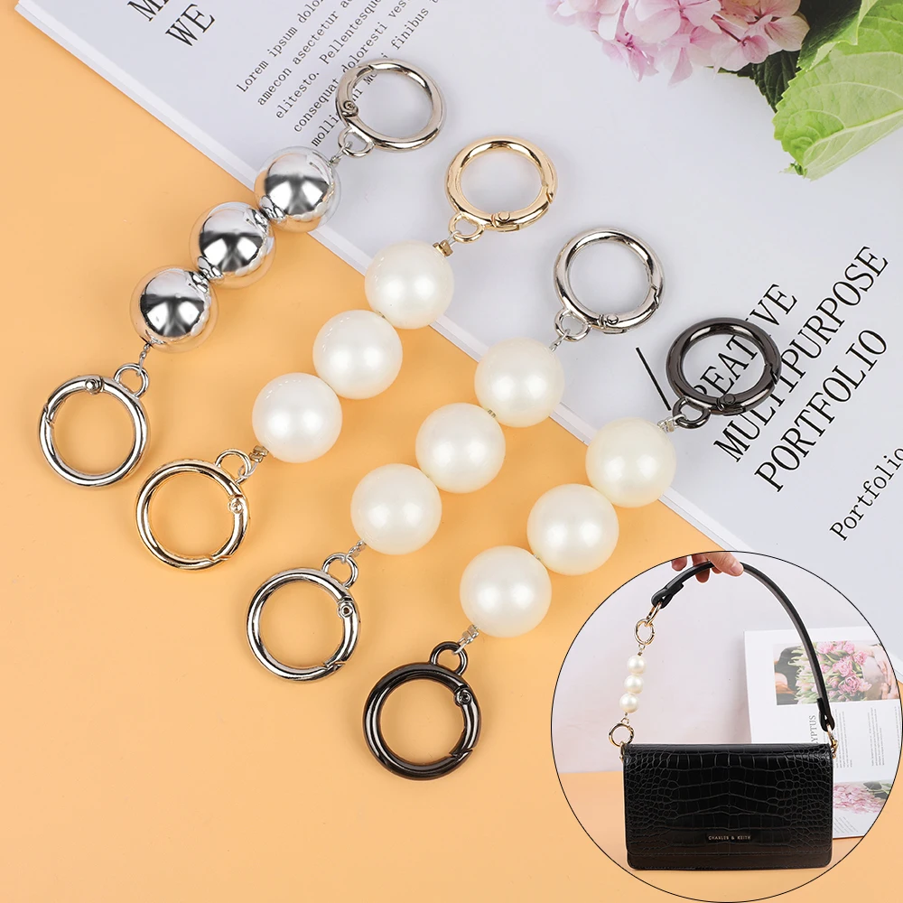 25mm Pearl Bag Strap Beaded Design Bag Handle Belt Women Handbag Handles  Replacement Handbags Strap Accessories phone decoration