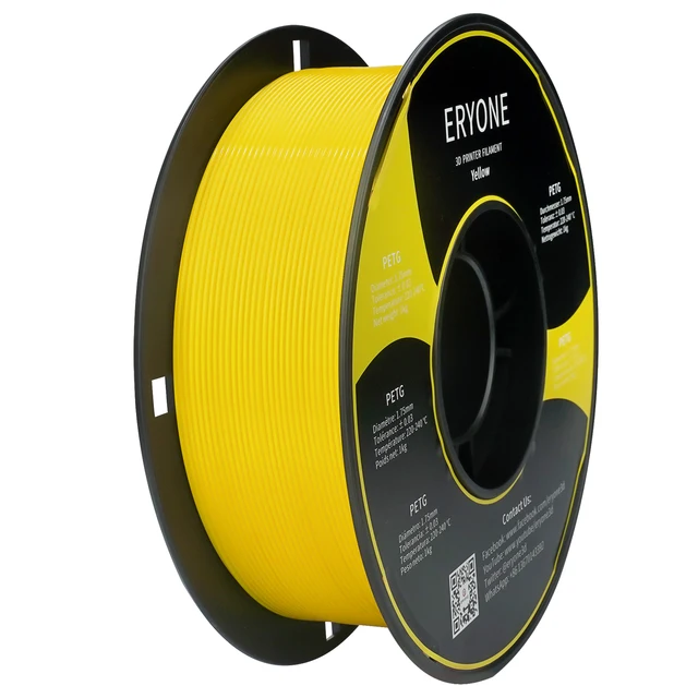 ERYONE PETG Filament 1kg 1.75mm ±0.03mm For 3D Printer,1KG (2.2LBS) 3D Printing Fast Shipping PETG Yellow