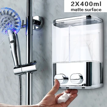 

Bathroom Soap Dispenser Matte Electroplate Surface Double Wall Mount Soap Shampoo Shower Gel Dispenser Liquid Foam Lotion Bottle
