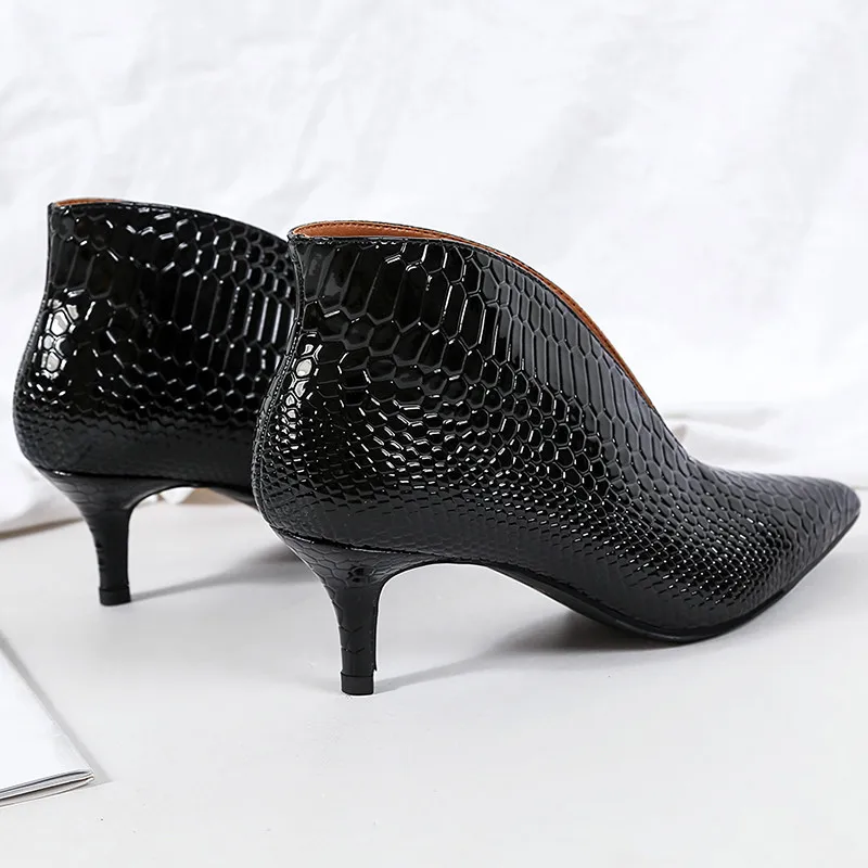 Snake Patent Leather Stilettos Pumps Women Shoes  Tip Head V Mouth High Heels Women Shoes 2020 Spring Small Thin Heel Lady Pumps (17)