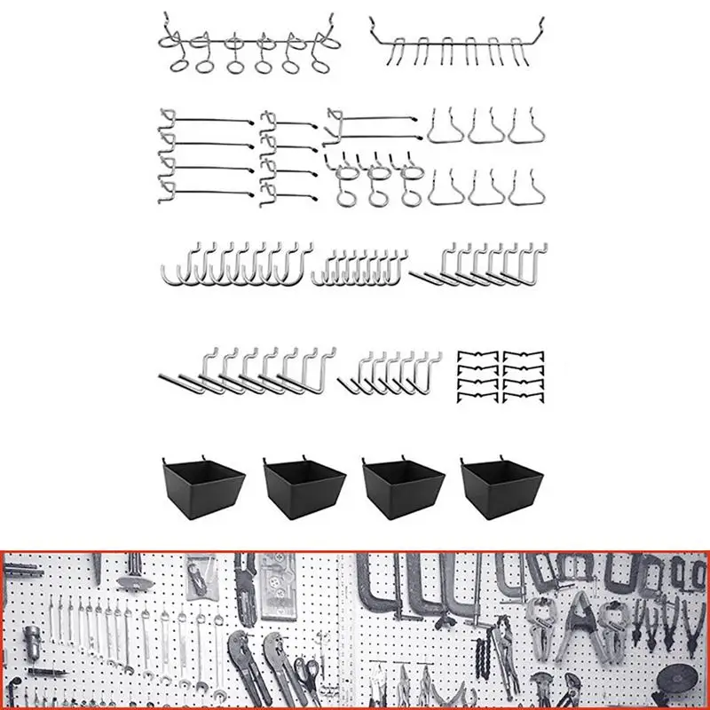 80pcs Pegboard Hooks Assortment Home Storage Hooks Peg Board Tool Hanger Set Garage Kitchen