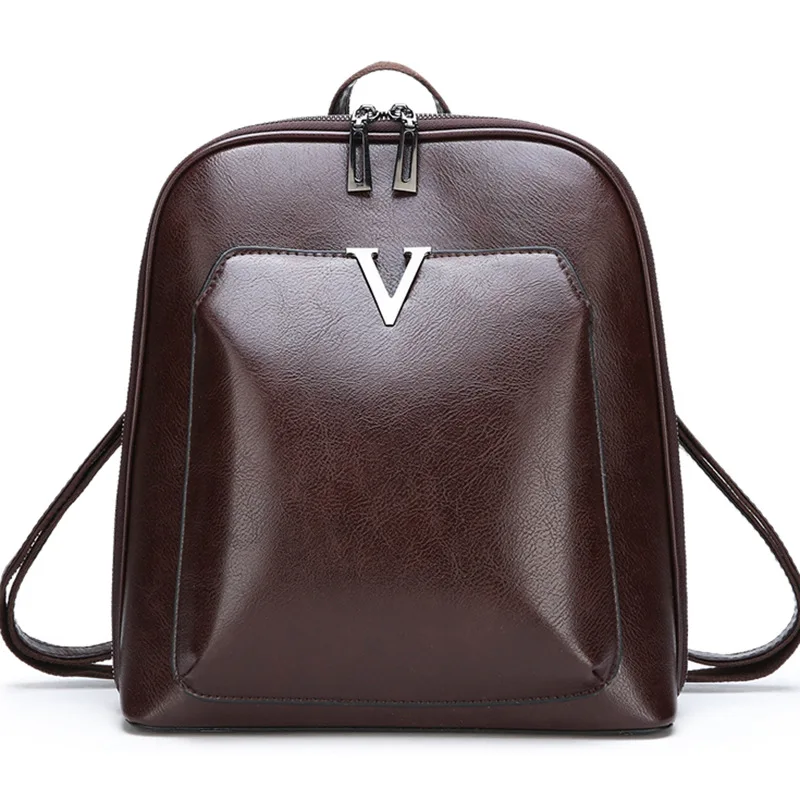 

Wholesale WOMEN'S Backpack Fashion Oil Wax Leather Women's Retro School Bag European And American Style Backpack 2019