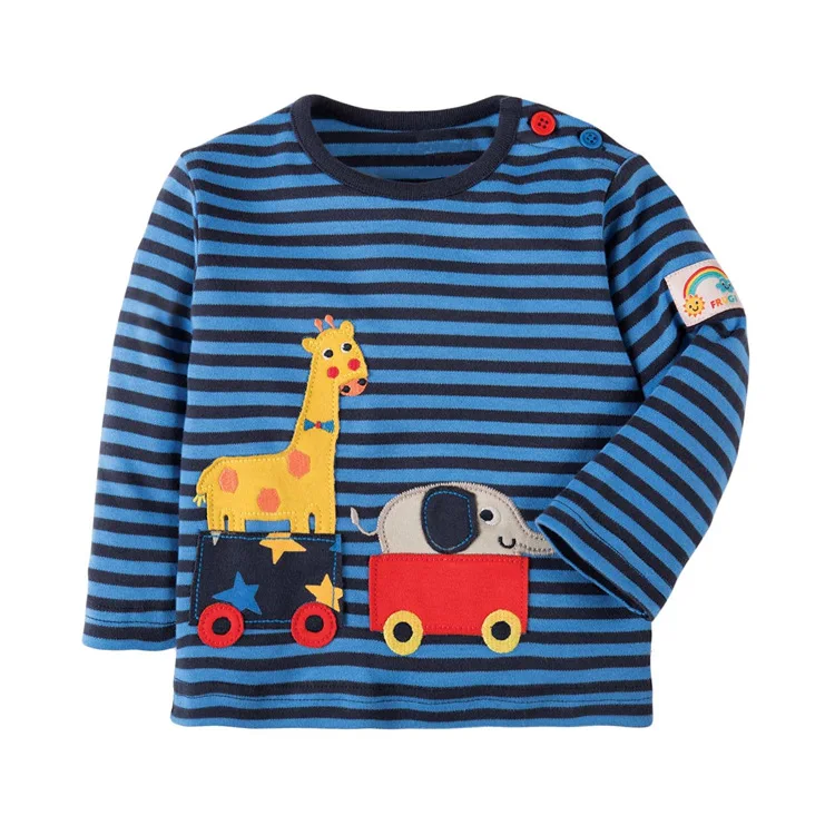 CENKIBEYRA/Одежда для маленьких мальчиков футболка с длинными рукавами детские Осенние футболки с аппликацией для мальчиков и девочек хлопковая одежда - Цвет: 7697
