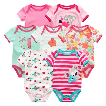 

7PCS/LOT Short Sleeve Baby Rompers 100%Cotton overalls Newborn clothes Roupas de bebe boys girls jumpsuit&clothing