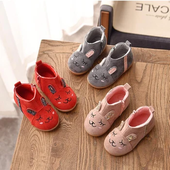 

2020 Autumn Winter Children Boots Cartoon Pattern Toddler Girl Boots Ankle Snow Boots Short Fur Girls Boots Size 21-30