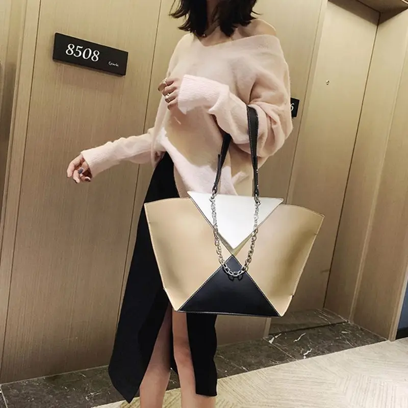 

Fashion Ladies Versatile Shoulder Bag Large Capacity Hit Color Tote Bags F42A