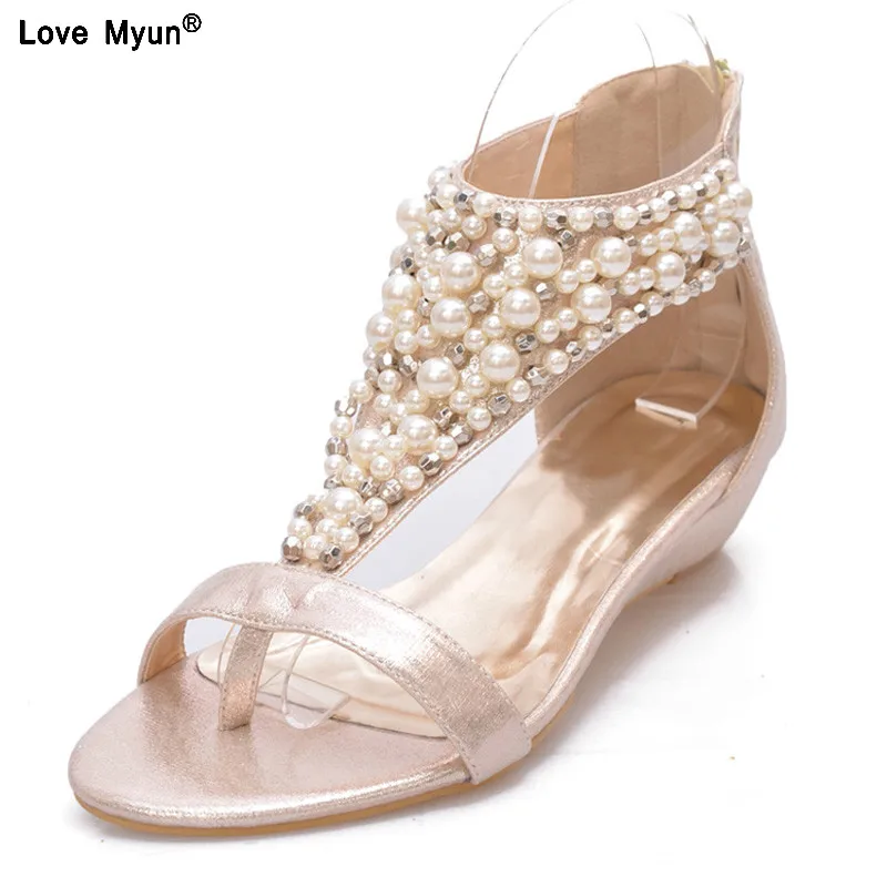 pearl wedge sandals