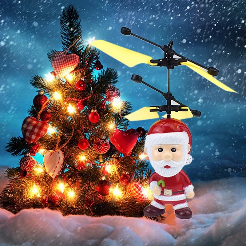 Горячие рождественские игрушечные Санта-клаусы Летающий Санта-Клаус самолет игрушка датчик вертолет индукционные игрушки Светящиеся