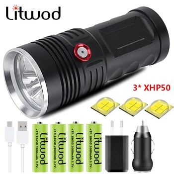 

Ultra Bright 3pcs XHP50.2 4pcs 18650 Battery Super Powerful LED Flashlight 3 Mode Torch USB Rechargeable Lamp Linterna Bulbs