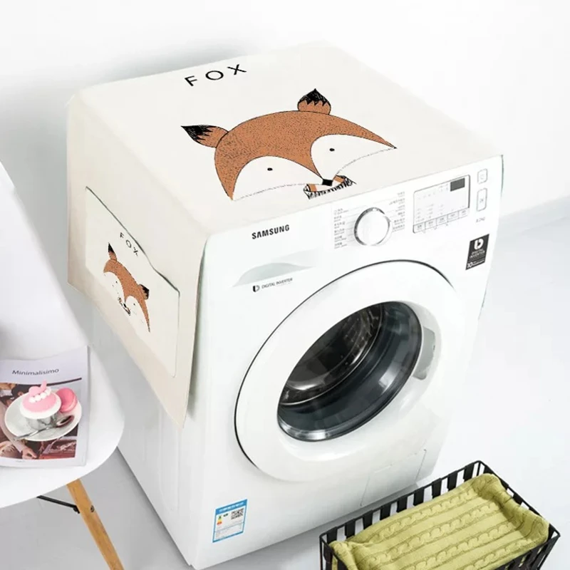 

Nordic Animal Drum Washing Machine Cover Cotton single Door Refrigerator Cover Kitchen Fridge Dust Cover Home Organization