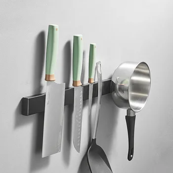 

Punch-free Knife Holder 304 Stainless Steel Magnetic Knife Stand Wall Mount Kitchen Magnetic Knife Block Metal Organizer