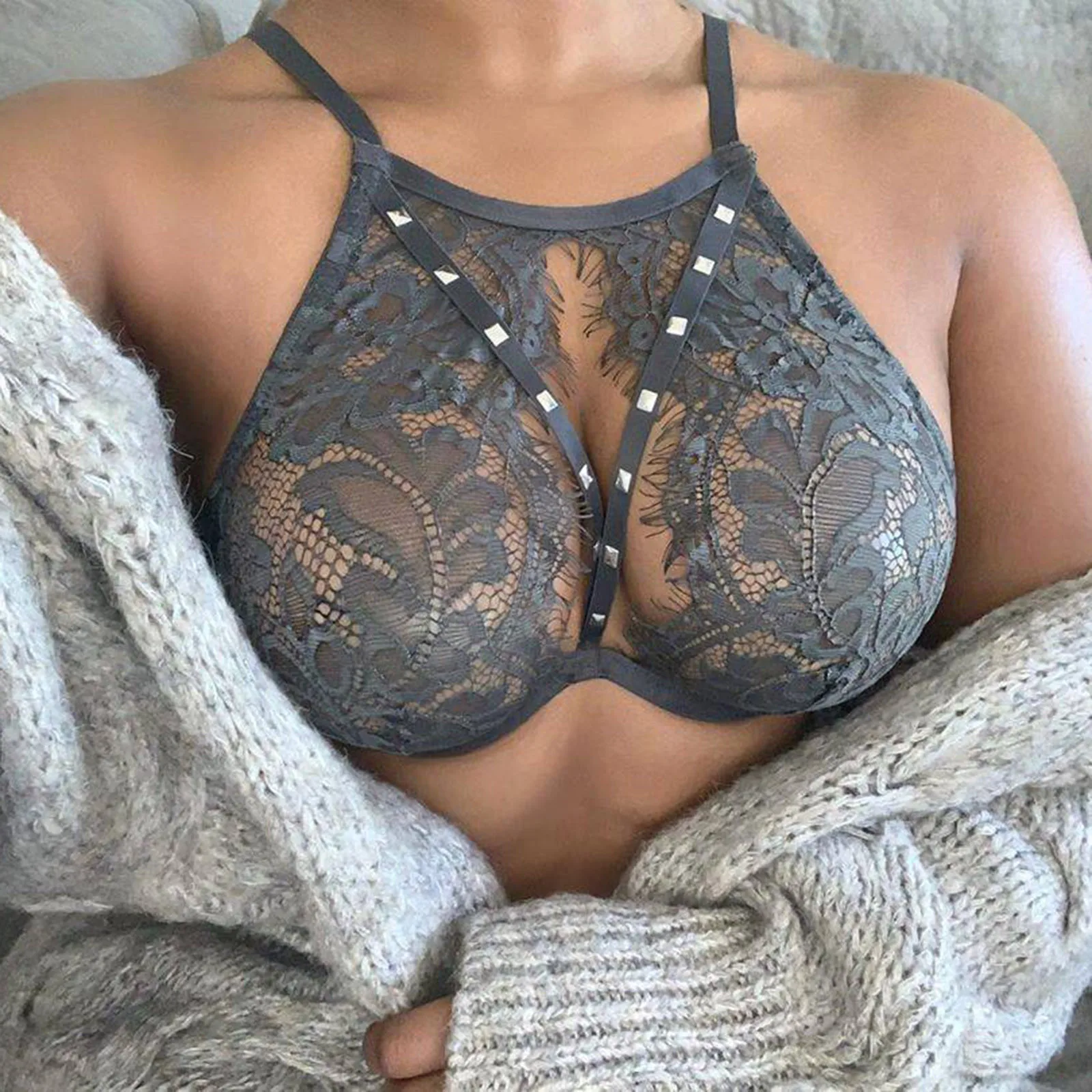 Retro Push Up Bra Underwear Women Solid Color Hollow Lace Sexy Lingerie Sexy Full Cup Garter Bras 7 Colors Пояс Для Чулок