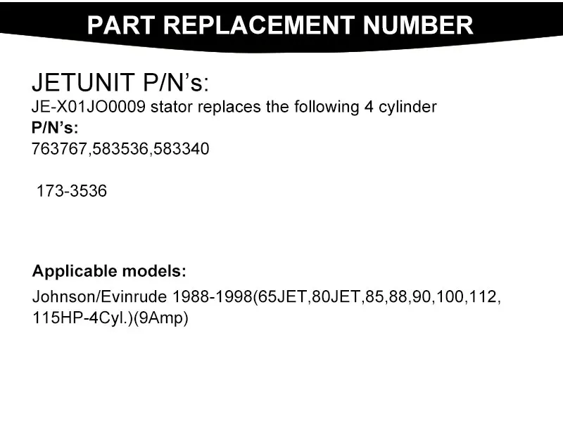 JETUNIT подвесной Запчасти узел статора 4Cyl 9Amp для Johnson Evinrude 65-115HP 583340 583536 763767 173-3536