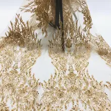 5 ярдов/партия cc008# Золотые 3d бусы ручной работы с блестками Роскошная вышивка тюль сетка кружево для распиловки свадебное платье