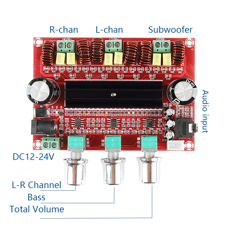 TPA3116 2,1 цифровой аудио усилитель мощности доска 2*80 Вт+ 100 Вт TPA3116D2 сабвуфер динамик усилители DC12-24V модуль усилителя