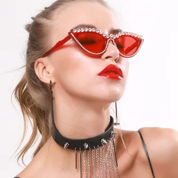 

New Retro Cat Eye Ladies Diamond Frame Sunglasses Celebrity Sun glasses Personality sunglasses Shade Glasses Summer 2020