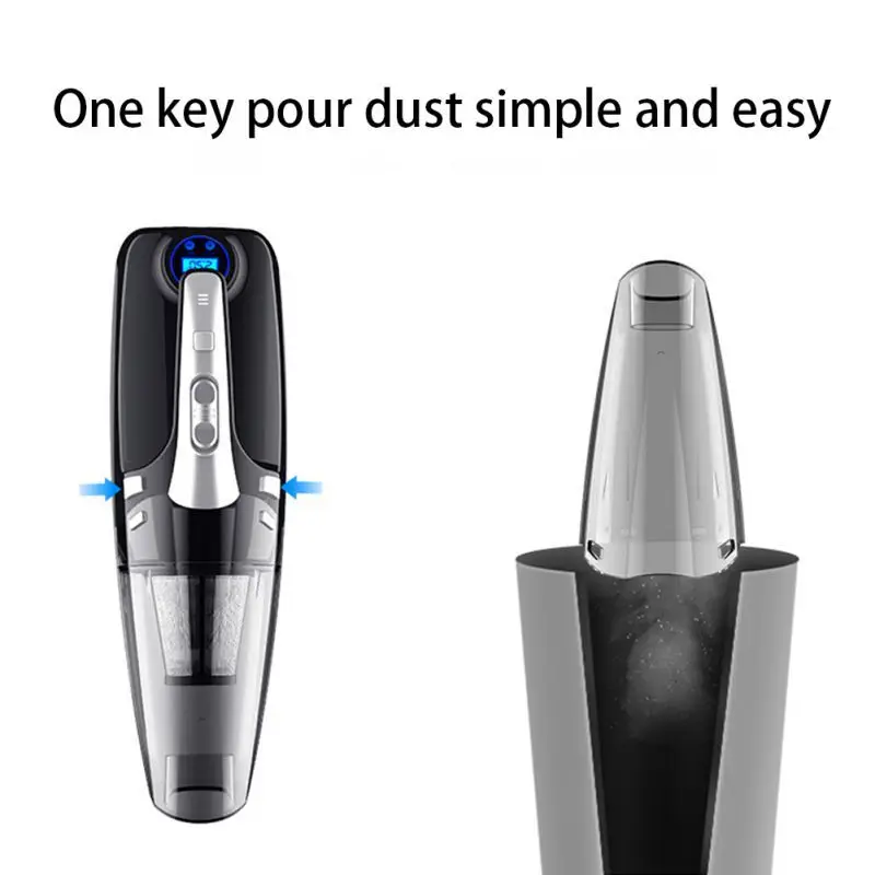 12V 120W 4000mPA Car Portable Wet/Dry Auto Vacuum Cleaner with Smart Digital Tire Inflator Pump Pressure Gauge LED Light