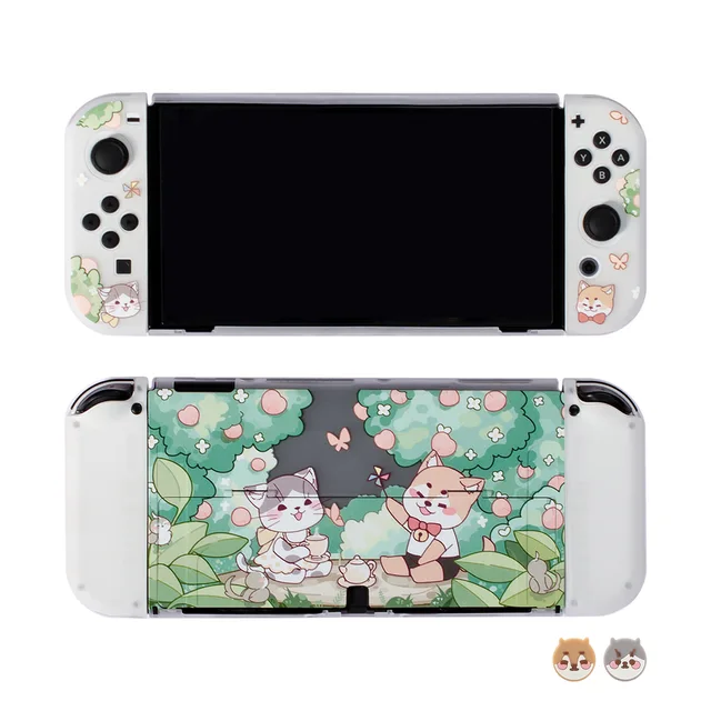 For Nintendo Switch OLED Cute Cartoon Anime Case Joy Con Controller Shell Kawaii Pink Soft Silicone Protective Cover Accessories E
