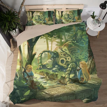 

New 3D Legend of Zelda Bedding Set Duvet Covers Pillowcases Anime One For All Comforter Bedding Sets Bed Linen Bedclothes