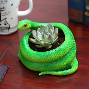 

Potted Snake Shape Resin Flower Pot Flowerpot Pastoral Style Ornament Decor Office