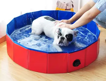 

Foldable Dog Pool Pet Bath Inflatable Swimming Tub Collapsible Bathing Pool for Dogs Cats Portable Durable PVC Composite Fbric